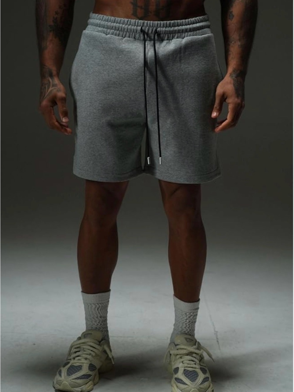 New with Tags, Men's Drawstring Sweat Shorts, Ananke Fleece, Heather Grey XL
